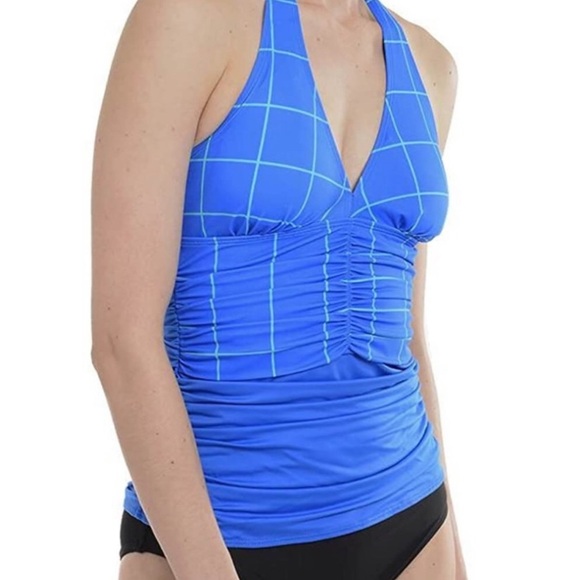 Spanx Slimming Ruched Halter Tankini Top 14 - Picture 2 of 7